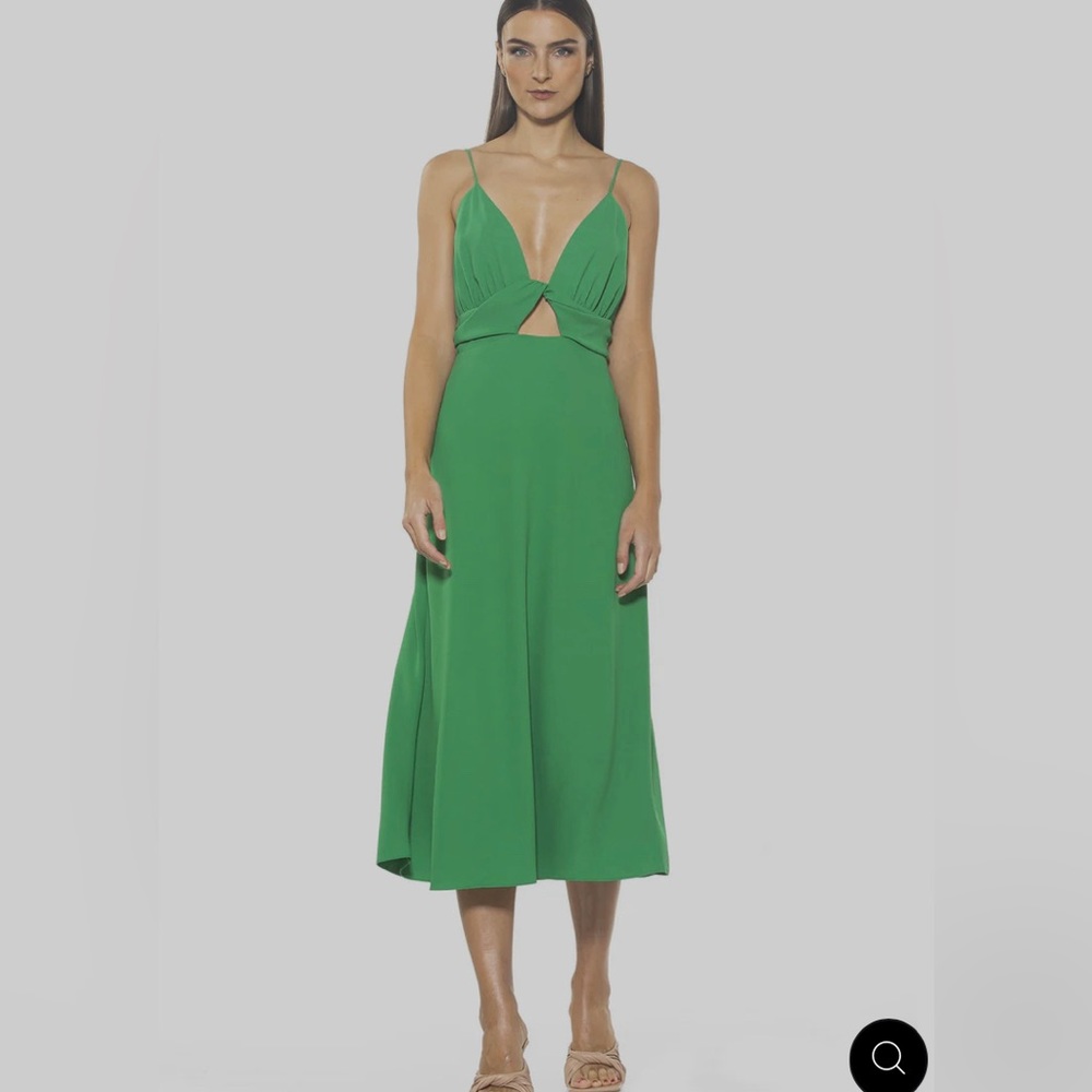 Alexia Admor Bright Green Camila Midi Dress, Sz 4